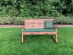 Charles Taylor Trading Charles Taylor Wooden Garden 3 Seater Rocker Bench Rocking Chair & Green Cushion