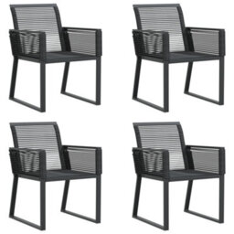 Garden Chairs 4 Pcs Black Poly Rattan - thumbnail 2