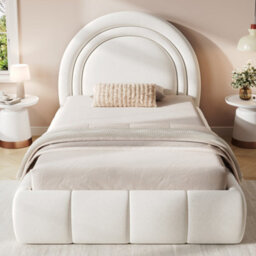 Modernluxe 3Ft Single Bed, 90X190 Cm, Ottoman Bed, Hydraulic Bed, With Headboard And Large Storage Space, Velvet, Beige - thumbnail 3