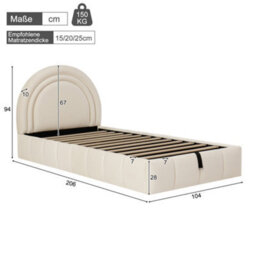 Modernluxe 3Ft Single Bed, 90X190 Cm, Ottoman Bed, Hydraulic Bed, With Headboard And Large Storage Space, Velvet, Beige - thumbnail 4