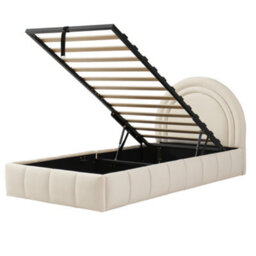 Modernluxe 3Ft Single Bed, 90X190 Cm, Ottoman Bed, Hydraulic Bed, With Headboard And Large Storage Space, Velvet, Beige - thumbnail 9