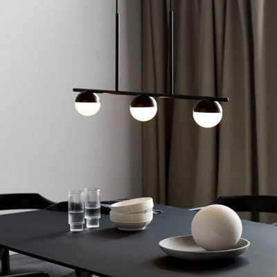 Nordlux Contina Metal Pendant Rail Light Hand Blown Glass Black,mains - image 1