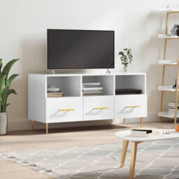 Berkfield Sturdy Tv Cabinet High Gloss White 102X36X50 Cm Engineered Wood - thumbnail 2