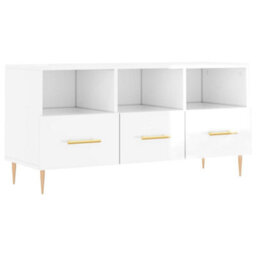 Berkfield Sturdy Tv Cabinet High Gloss White 102X36X50 Cm Engineered Wood - thumbnail 1