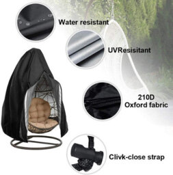 (Black, 190 X 115 Cm) Hanging Chair Cover, Garden Rattan Wicker Waterproof Chair, Protective Cover For Egg - thumbnail 4