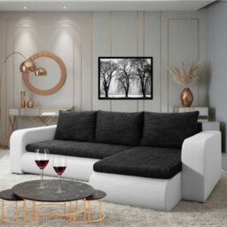 Brooklyn L Shaped Corner Sofa Bed With Storage Reversible Design And Pull Out Sleep Function White And Black
