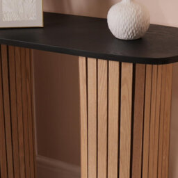 Ohs Madison Console Table Ribbed Engineered Wood Entryway Display Desk, Wood/black - thumbnail 2
