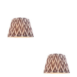 Loops Set Of 2 Elegant Handcrafted Pearl Grey Tapered Lamp Shades With Zigzag Pattern - thumbnail 1