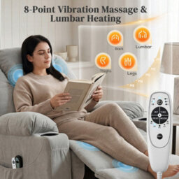 Homcom Power Lift Recliner Chair With Vibration Massage, Light Grey - thumbnail 4