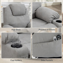Homcom Power Lift Recliner Chair With Vibration Massage, Light Grey - thumbnail 7