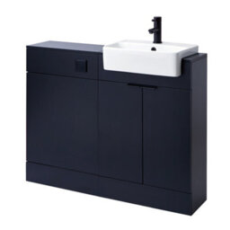 Homestylestore 1050mm Black Grey Bathroom Combination Vanity Toilet Wc Unit And Black Finger Pull Handles - thumbnail 2