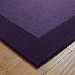 Handmade Luxurious Easy To Clean Modern Wool Bordered Purple Plain Wool Living Room & Bedroom Rug-160Cm X 230Cm - thumbnail 4