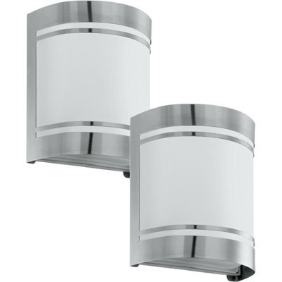 2 Pack Ip44 Outdoor Stainless Steel Wall Lights - Modern 40W E27 Porch Lamps - image 1