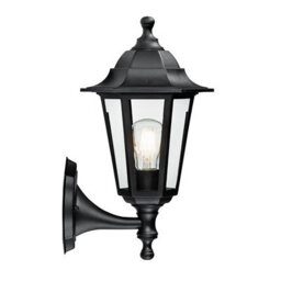 Luminosa Lighting Luminosa Bayswater 1 Light Outdoor Wall Lantern Clear Glass, Black Polypropylene Ip44, E27 - thumbnail 2