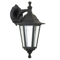 Luminosa Lighting Luminosa Bayswater 1 Light Outdoor Wall Lantern Clear Glass, Black Polypropylene Ip44, E27 - thumbnail 1