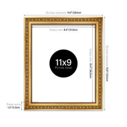 11X9 Gold Ornate Picture Frame (27.9 X 22.9Cm) Poster, Photo, Artwork, Gallery Wall Or Print - thumbnail 2