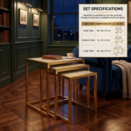 Home Luxe Interiors Massa Gold Nest Of Tables Set Of 3 Cream Marble Modern Side Tables - thumbnail 5