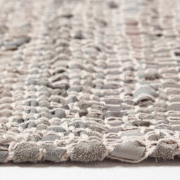 Homescapes Grey Real Leather Handwoven Diamond Pattern Rug, 150 X 240 Cm - thumbnail 4
