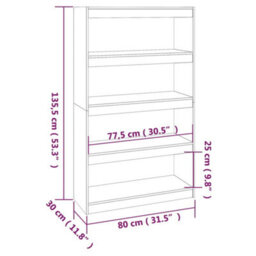 Berkfield Book Cabinet/room Divider Honey Brown 80X30X135.5 Cm Wood Pine - thumbnail 8