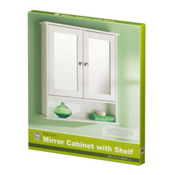 Double-Door Mirrored Bathroom Cabinet, Wall-Mounted, Stylish Chrome Handles, Strong And Durable - thumbnail 2