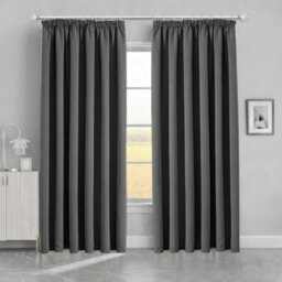 Bedlooms Blackout Curtains Thermal Insulated Pencil Pleat Grey Large Window Curtain (Pair) 90 X 72 Inches With Tie Backs