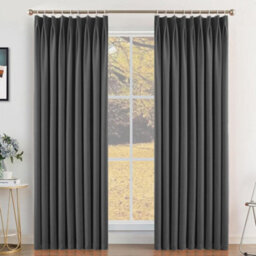 Bedlooms Blackout Curtains Thermal Insulated Pencil Pleat Grey Large Window Curtain (Pair) 90 X 72 Inches With Tie Backs - thumbnail 9