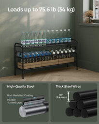 LEDREM Shoe Rack, 3-Tier Shoe Organizer, Metal Shoe Shelf Storage With 4 Side Hooks, Holds 15 Pairs Of Shoes - thumbnail 8