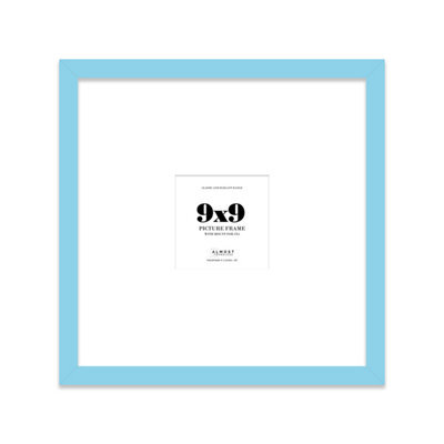 "9X9"" Light Blue Picture Frame - 9X9"" Square Frame With 5X5"" Mount For 9X9""/5X5"" Pictures Moderrn Style Thin Edge, 1 Pack" - image 1