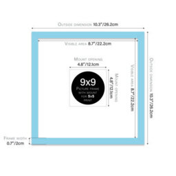 "9X9"" Light Blue Picture Frame - 9X9"" Square Frame With 5X5"" Mount For 9X9""/5X5"" Pictures Moderrn Style Thin Edge, 1 Pack" - thumbnail 2
