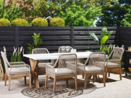 Beliani Garden Dining Set 6 Seater Olbia With Cushions Beige - thumbnail 2