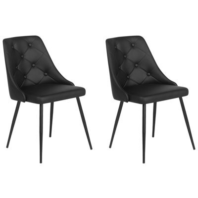 Beliani Set Of 2 Dining Chairs Valerie Faux Leather Black - image 1