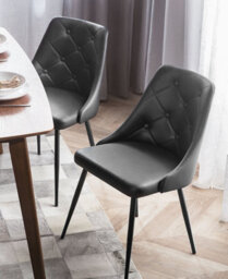 Beliani Set Of 2 Dining Chairs Valerie Faux Leather Black - thumbnail 2