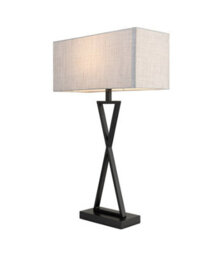 Lighting Supermarket Large X Style Modern Rectangle Statement Table Lamp With Grey Shade - Black - thumbnail 4