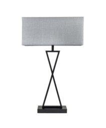 Lighting Supermarket Large X Style Modern Rectangle Statement Table Lamp With Grey Shade - Black - thumbnail 1