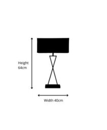 Lighting Supermarket Large X Style Modern Rectangle Statement Table Lamp With Grey Shade - Black - thumbnail 6