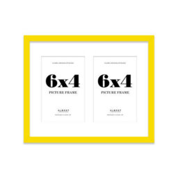 10X8 Inch 2 Opening Photo Collage Frame, Display Two 6X4 Inch Photos, Multi Aperture Family Picture Frame, Yellow - thumbnail 2