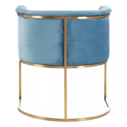 Orsina Blue Velvet Dining Chair With Arms, Matte Gold Base Armchair For Dinner, Dining Room, Home And Office - thumbnail 4