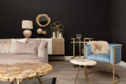 Orsina Blue Velvet Dining Chair With Arms, Matte Gold Base Armchair For Dinner, Dining Room, Home And Office - thumbnail 5