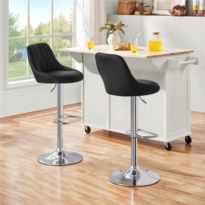 Yaheetech Set Of 2 Faux Leather Swivel Bar Stools With Backrest And Footrest Black - image 1