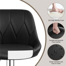 Yaheetech Set Of 2 Faux Leather Swivel Bar Stools With Backrest And Footrest Black - thumbnail 5