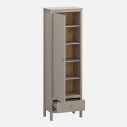 Heze Furniture Kleo Tall Shelving Storage Unit With 1 Door - Taupe - thumbnail 3