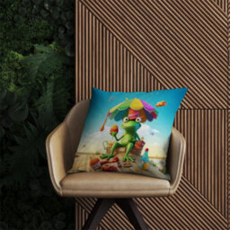 Warren Reed Designer Frog On A Beach Holiday Outdoor Cushion 45Cm X 45Cm - thumbnail 2
