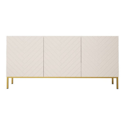 Arte Ginax Sideboard Cabinet In White Gloss & White Matt - Premium Laminated Board - W160Cm X H76Cm X D37Cm - image 1