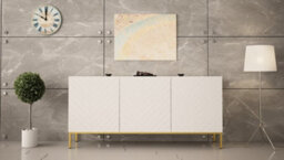 Arte Ginax Sideboard Cabinet In White Gloss & White Matt - Premium Laminated Board - W160Cm X H76Cm X D37Cm - thumbnail 4