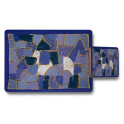 Benjamin Tate Design Blue Abstract Geometric Placemats And Coasters Set