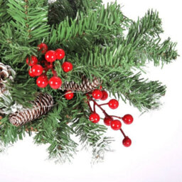 Artificial Christmas Holly Basket Hanging Topiary Garden Basket Flower Winter - thumbnail 4