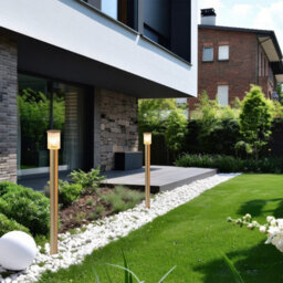 Luminosa Lighting Luminosa Norfolk 124Cm Outdoor Bollard Gold, Clear Glass E27, Ip44 - thumbnail 2