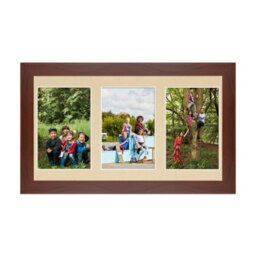 AK Frames 40X20Cm Rose Wood Modern Multi Photo Frame With Ivory Mount - Holds 3 Apertures (3X) 6X4 Photos - thumbnail 1