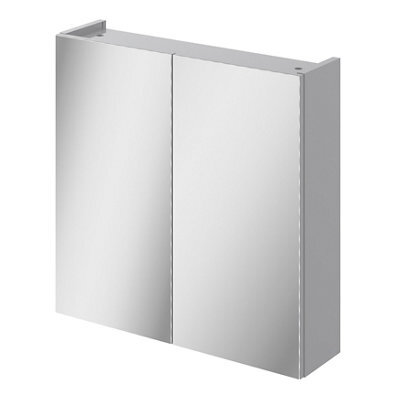 Veleka Gloss Grey Double Bathroom Cabinet With Mirrored Door (H)540mm (W)550mm - image 1