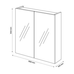 Veleka Gloss Grey Double Bathroom Cabinet With Mirrored Door (H)540mm (W)550mm - thumbnail 4